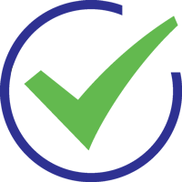 A green check mark inside a blue incomplete circle on a light background, symbolizing approval or confirmation.